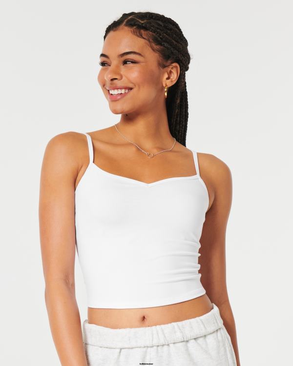 débardeur en tissu sans couture à encolure portrait femmes blanc Hollister hauts RRRJX244