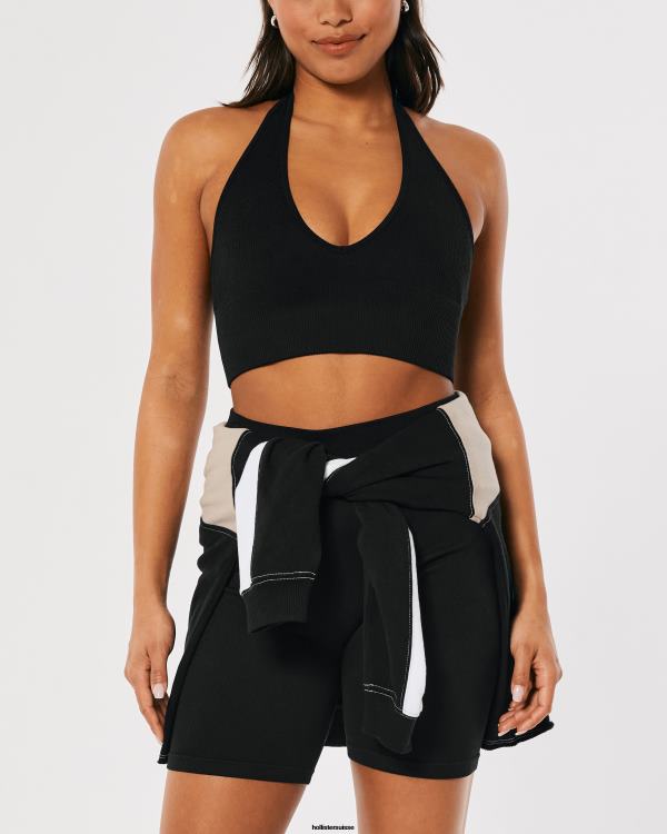 gilly hicks active haut de soutien-gorge dos nu plongeant sans coutures femmes noir Hollister hauts RRRJX246