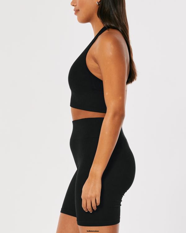 gilly hicks active haut de soutien-gorge dos nu plongeant sans coutures femmes noir Hollister hauts RRRJX246