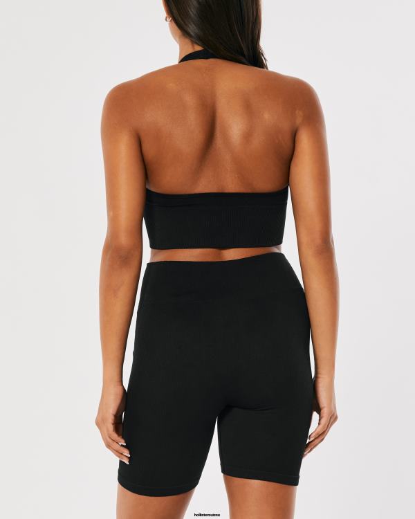 gilly hicks active haut de soutien-gorge dos nu plongeant sans coutures femmes noir Hollister hauts RRRJX246