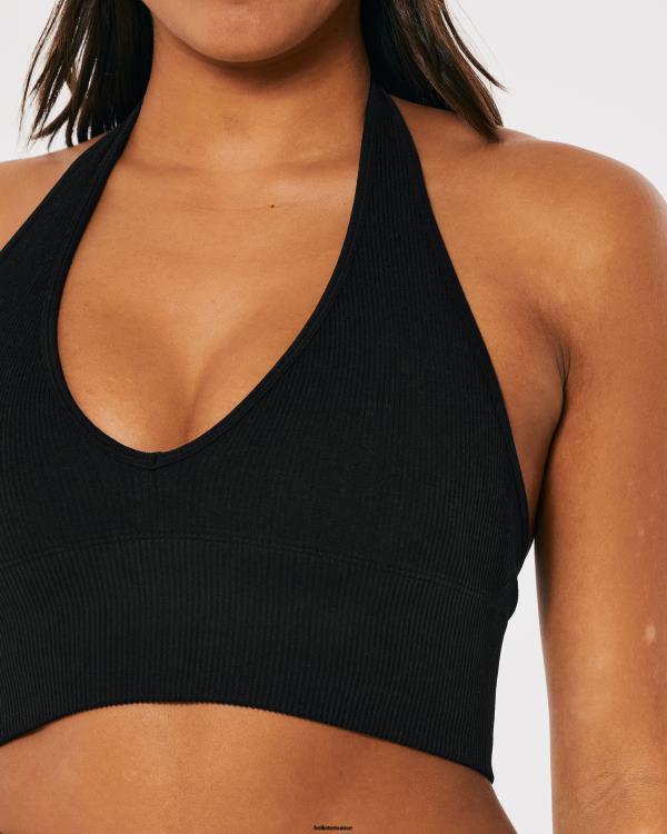 gilly hicks active haut de soutien-gorge dos nu plongeant sans coutures femmes noir Hollister hauts RRRJX246