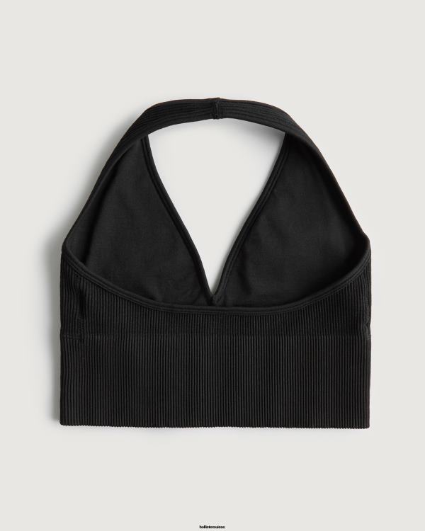 gilly hicks active haut de soutien-gorge dos nu plongeant sans coutures femmes noir Hollister hauts RRRJX246