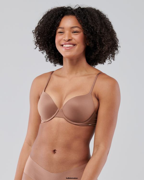 gilly hicks soutien-gorge t-shirt push-up confort nu femmes brun Hollister hauts RRRJX458