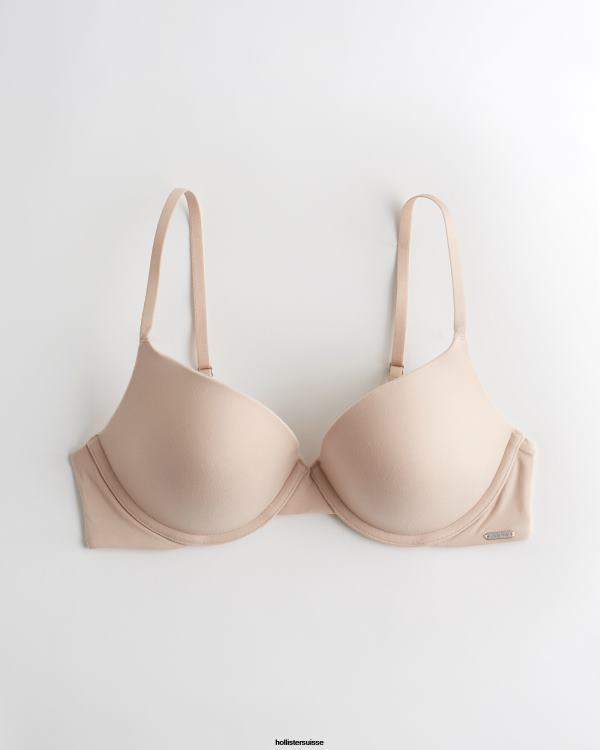 gilly hicks soutien-gorge t-shirt push-up confort nu femmes crème Hollister hauts RRRJX115