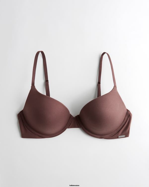 gilly hicks soutien-gorge t-shirt push-up confort nu femmes marron foncé Hollister hauts RRRJX448
