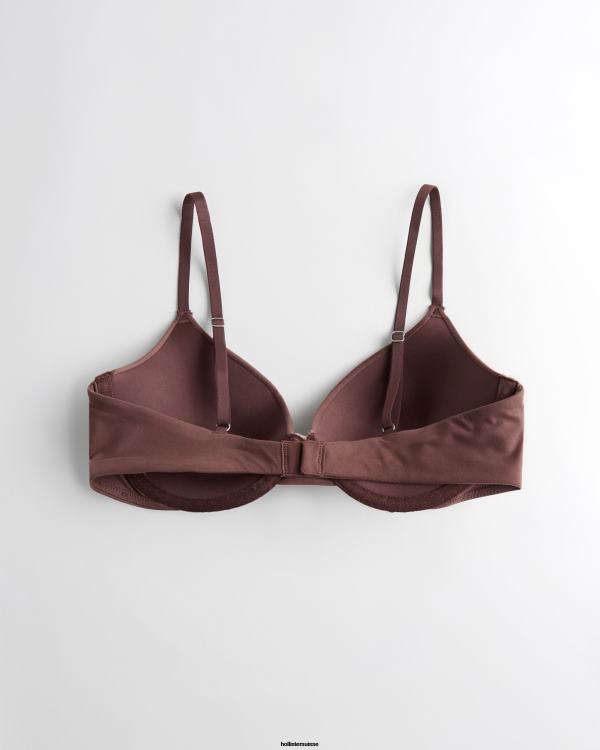 gilly hicks soutien-gorge t-shirt push-up confort nu femmes marron foncé Hollister hauts RRRJX448