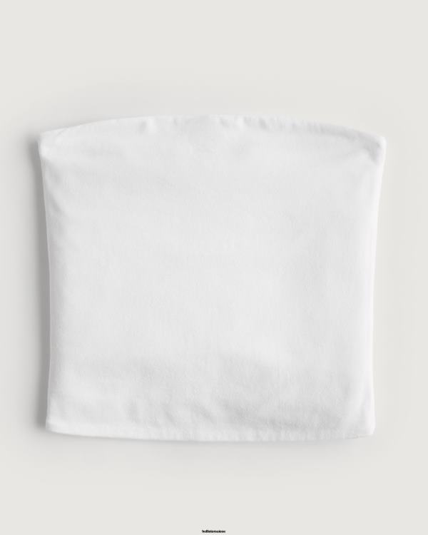 haut tube sans bretelles femmes blanc Hollister hauts RRRJX413