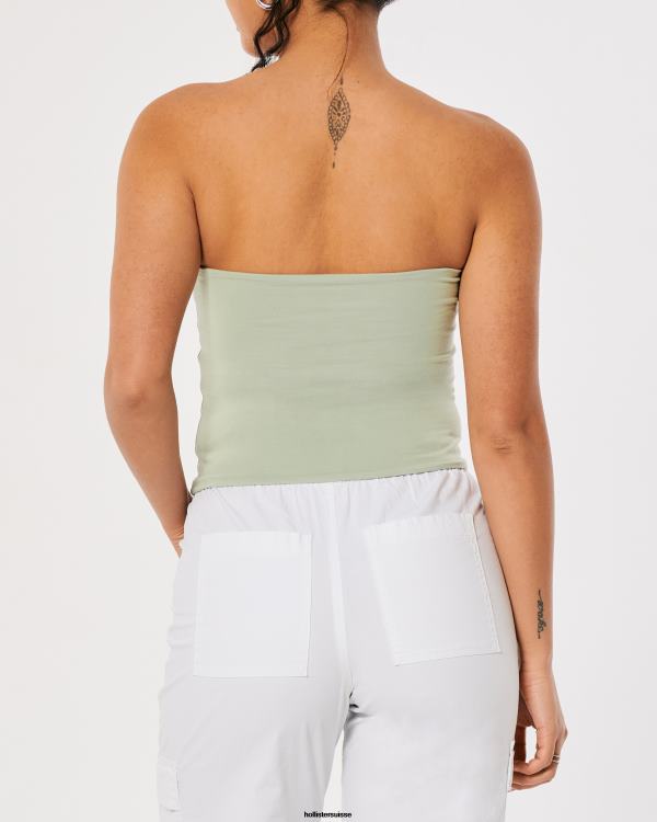 haut tube sans bretelles femmes vert sauge Hollister hauts RRRJX421