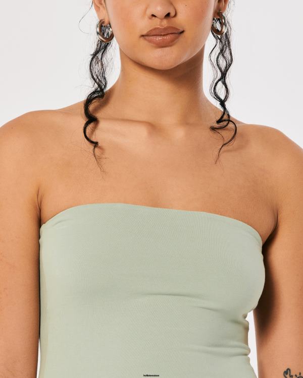 haut tube sans bretelles femmes vert sauge Hollister hauts RRRJX421