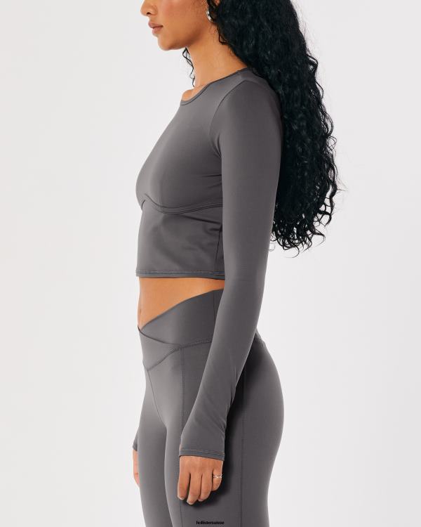 top social tourist à manches longues et couture sous la poitrine femmes gris Hollister hauts RRRJX399