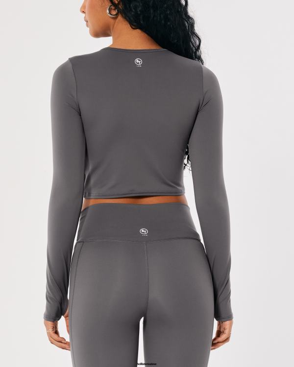 top social tourist à manches longues et couture sous la poitrine femmes gris Hollister hauts RRRJX399