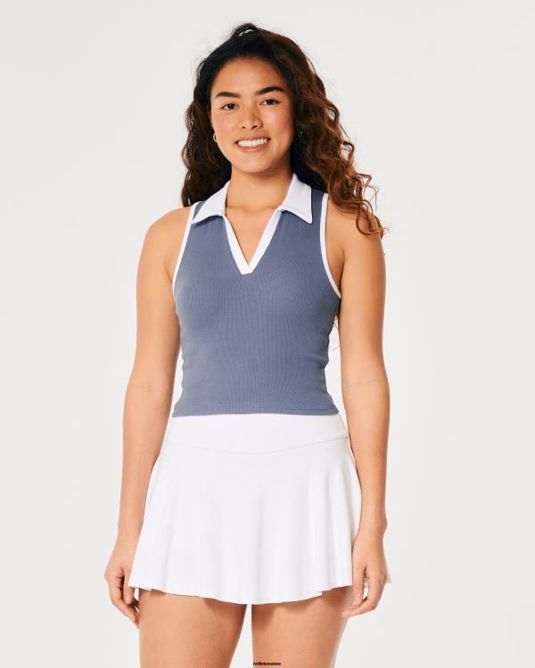 polo côtelé sans manches femmes bleu Hollister hauts RRRJX393