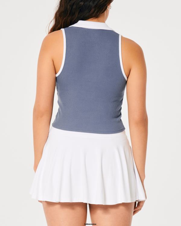 polo côtelé sans manches femmes bleu Hollister hauts RRRJX393
