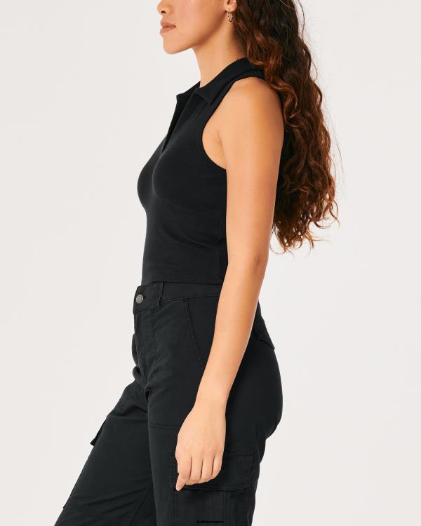 polo côtelé sans manches femmes noir Hollister hauts RRRJX422