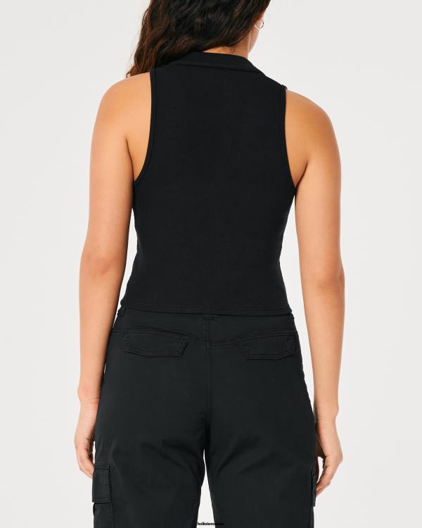 polo côtelé sans manches femmes noir Hollister hauts RRRJX422
