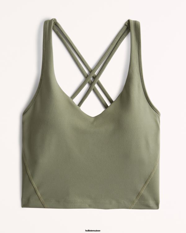 Gilly Hicks Débardeur plongeant à bretelles Active Recharge femmes olive verte Hollister hauts RRRJX317