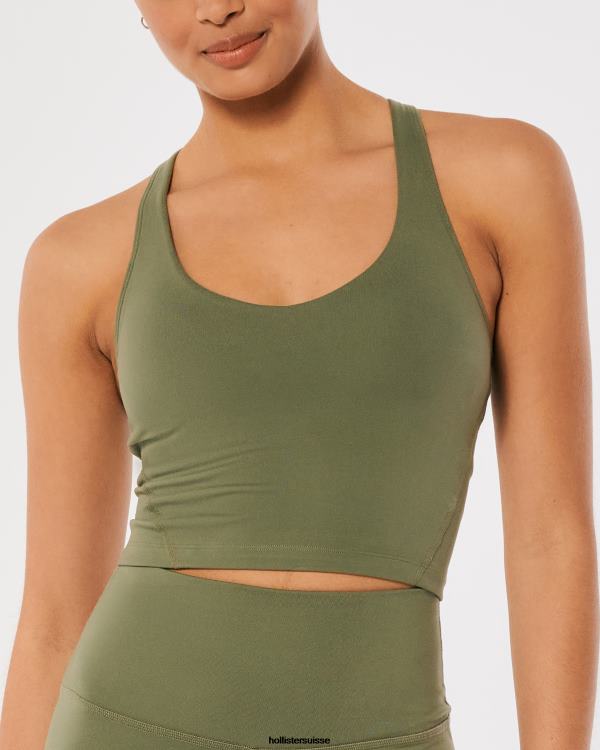 Gilly Hicks Débardeur plongeant à bretelles Active Recharge femmes olive verte Hollister hauts RRRJX317