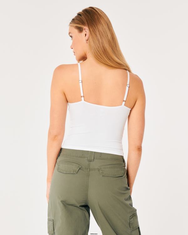 caraco buste froncé à bordure en dentelle femmes blanc Hollister hauts RRRJX329