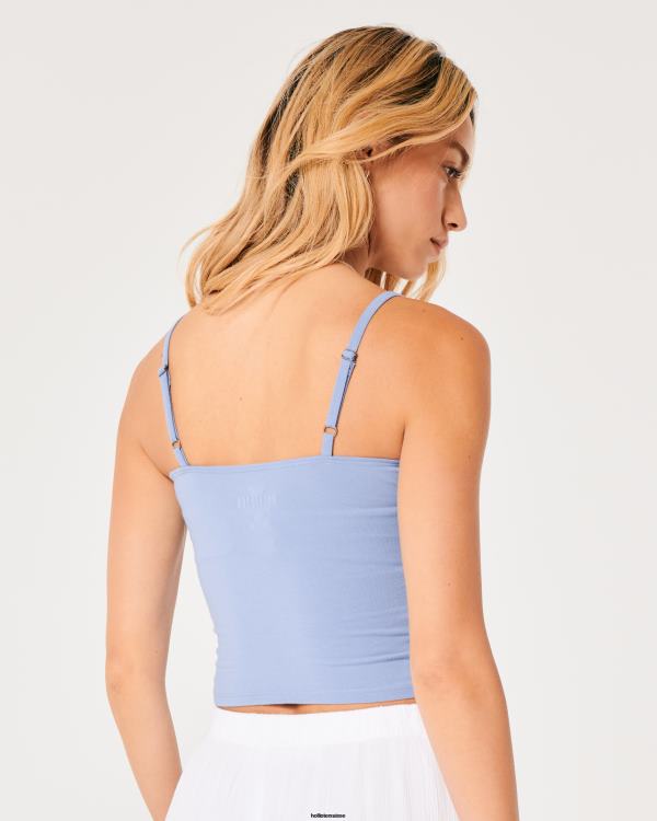 caraco buste froncé à bordure en dentelle femmes bleu clair Hollister hauts RRRJX189