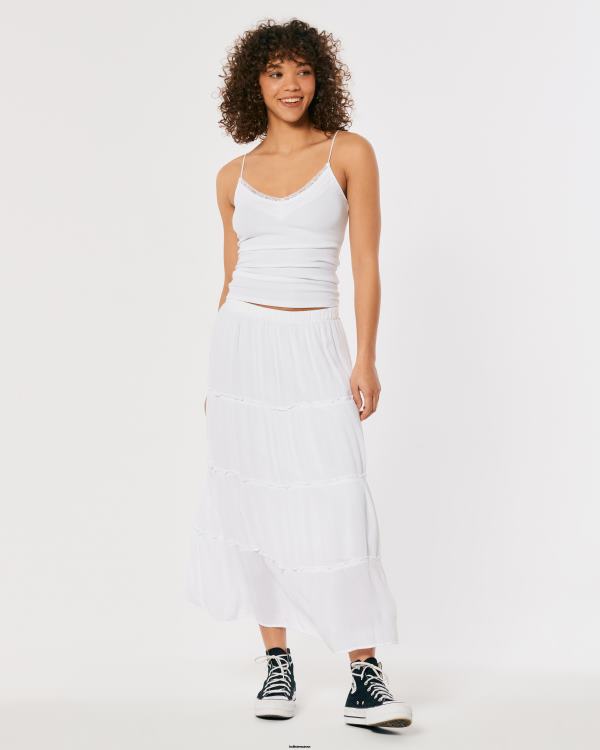 caraco côtelé à col v femmes blanc Hollister hauts RRRJX178