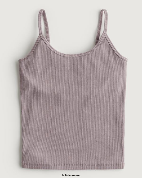 caraco échancré côtelé femmes gris violet Hollister hauts RRRJX227