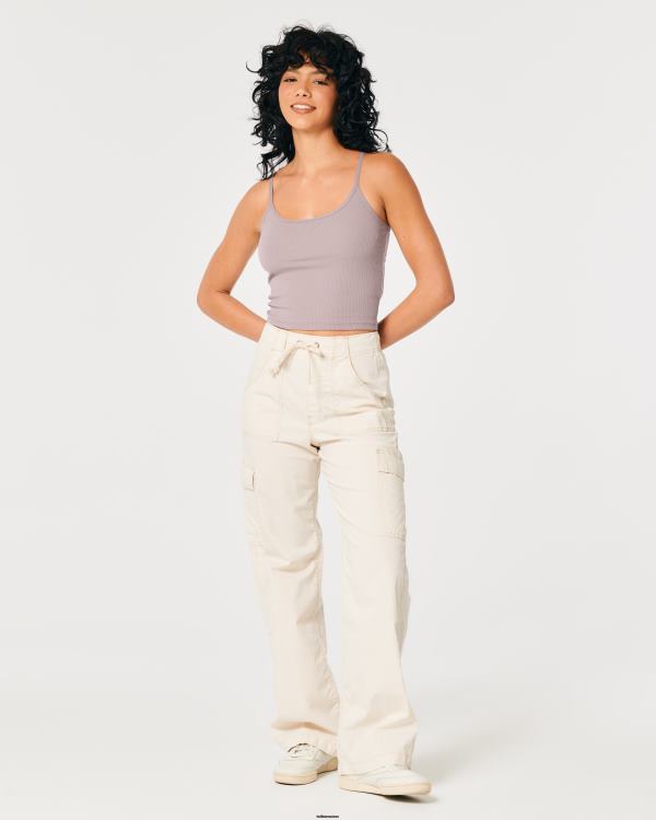 caraco échancré côtelé femmes gris violet Hollister hauts RRRJX227