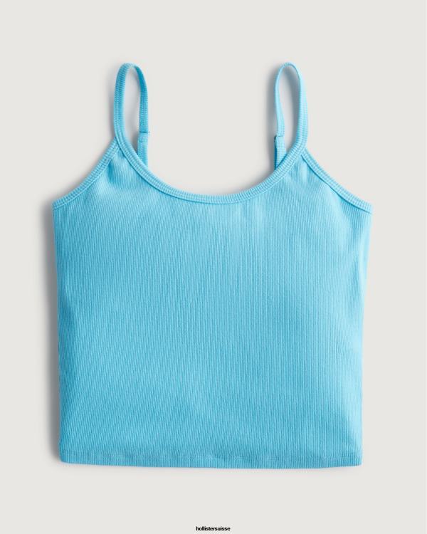 caraco échancré côtelé femmes turquoise Hollister hauts RRRJX337