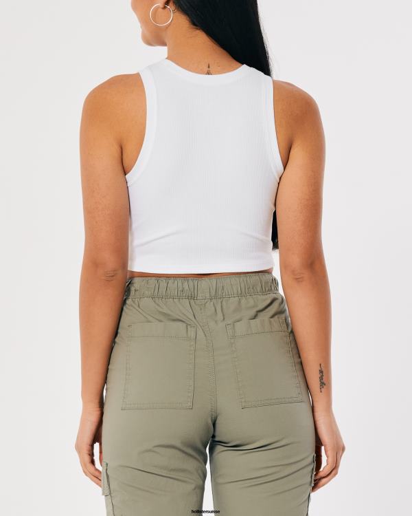 débardeur côtelé à col montant femmes blanc Hollister hauts RRRJX17