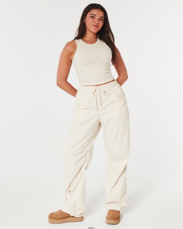 débardeur côtelé à col montant femmes crème Hollister hauts RRRJX43