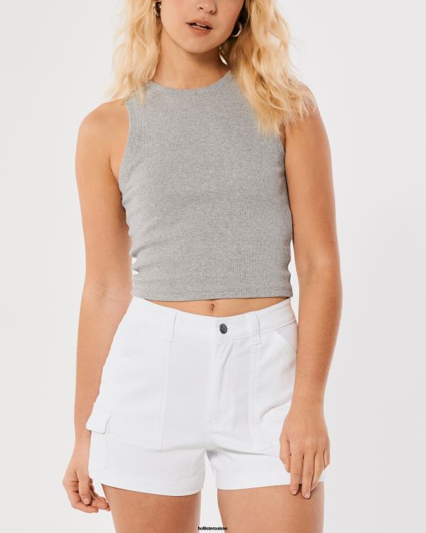 débardeur côtelé à col montant femmes gris chiné Hollister hauts RRRJX91