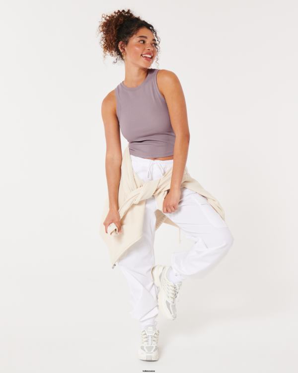 débardeur côtelé à col montant femmes gris violet Hollister hauts RRRJX50