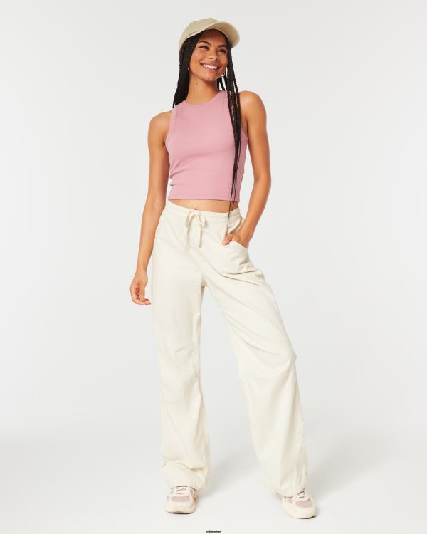 débardeur côtelé à col montant femmes rose Hollister hauts RRRJX35