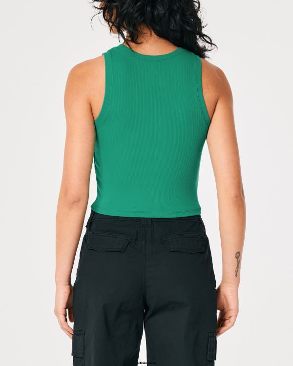 débardeur côtelé à col montant femmes vert Hollister hauts RRRJX395