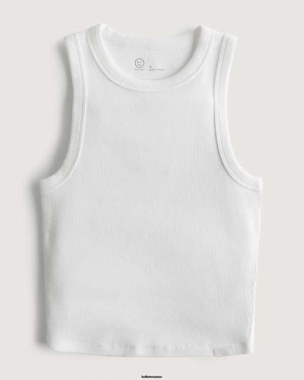 débardeur à col montant en coton gilly hicks femmes blanc Hollister hauts RRRJX181