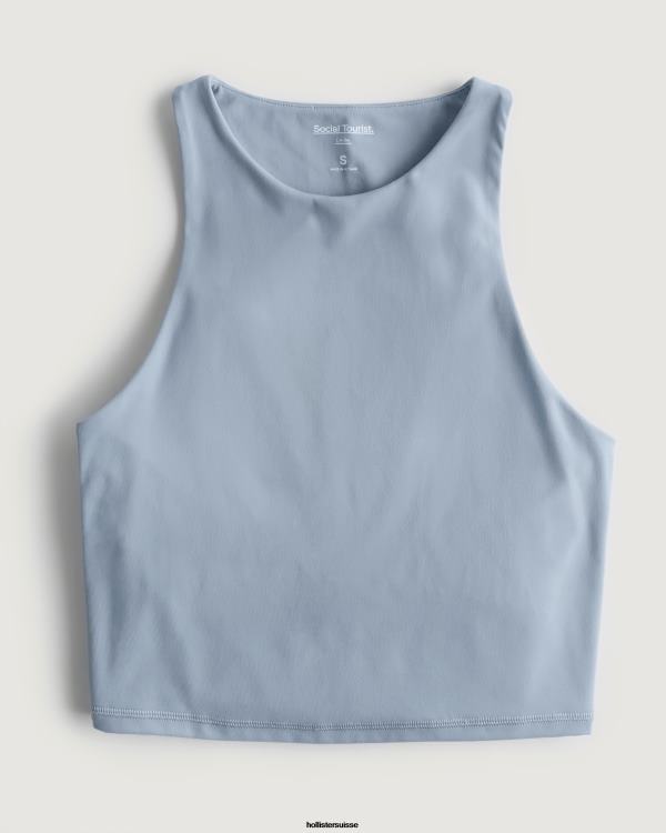 débardeur à col montant pour touriste social femmes bleu clair Hollister hauts RRRJX375