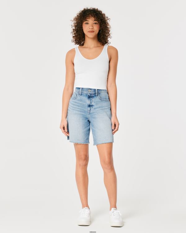 débardeur à col v en tissu côtelé sans couture femmes blanc Hollister hauts RRRJX31