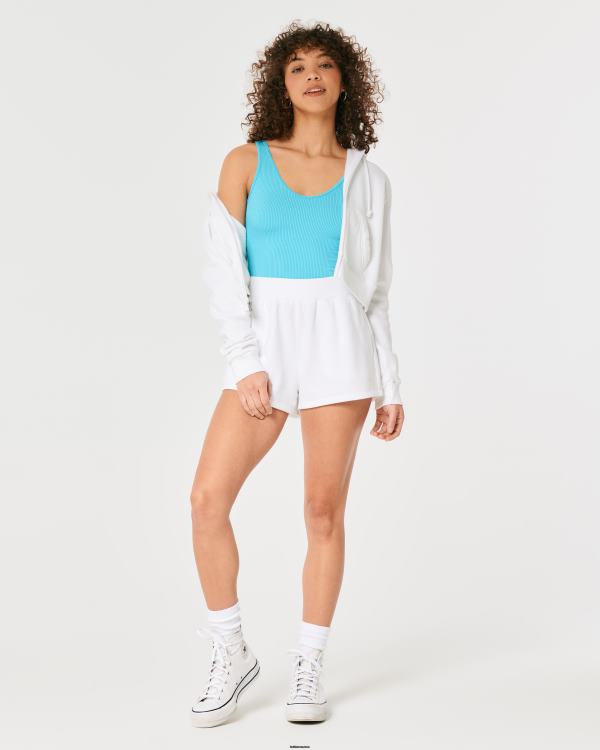 débardeur à col v en tissu côtelé sans couture femmes turquoise Hollister hauts RRRJX366