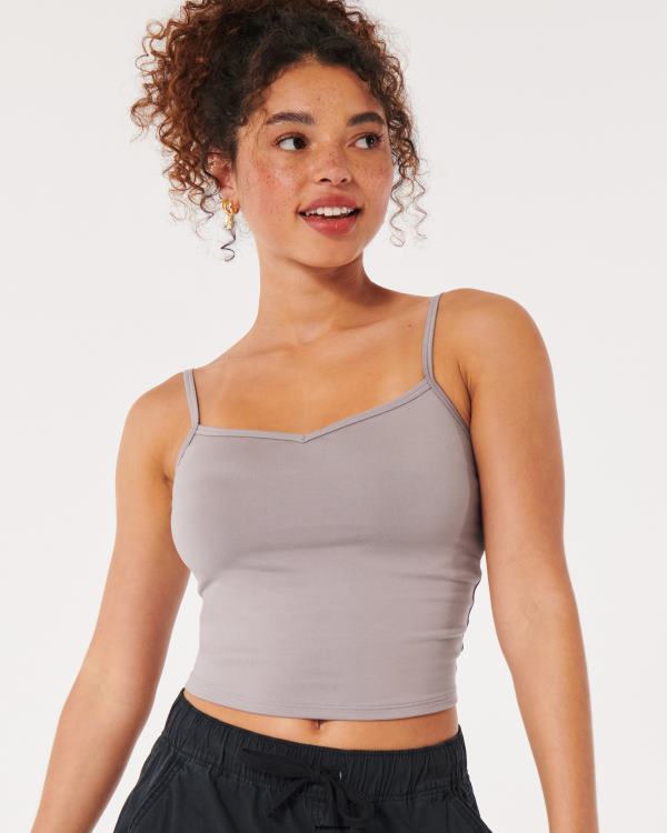 débardeur en tissu sans couture à encolure portrait femmes gris violet Hollister hauts RRRJX382