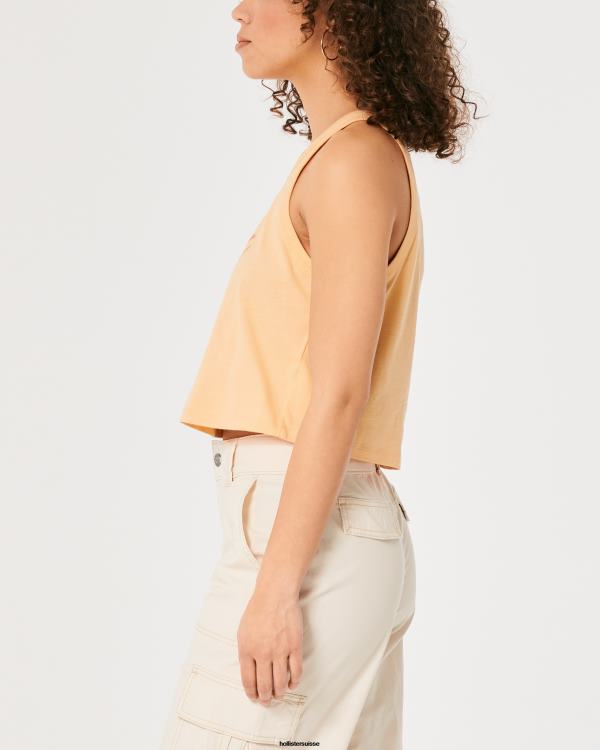 débardeur graphique aloha facile femmes orange clair Hollister hauts RRRJX214