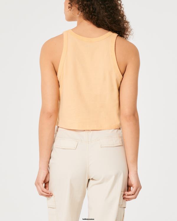 débardeur graphique aloha facile femmes orange clair Hollister hauts RRRJX214