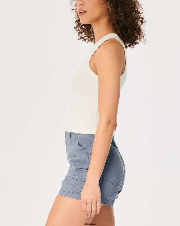 débardeur graphique côtelé à col montant femmes crème Hollister hauts RRRJX308