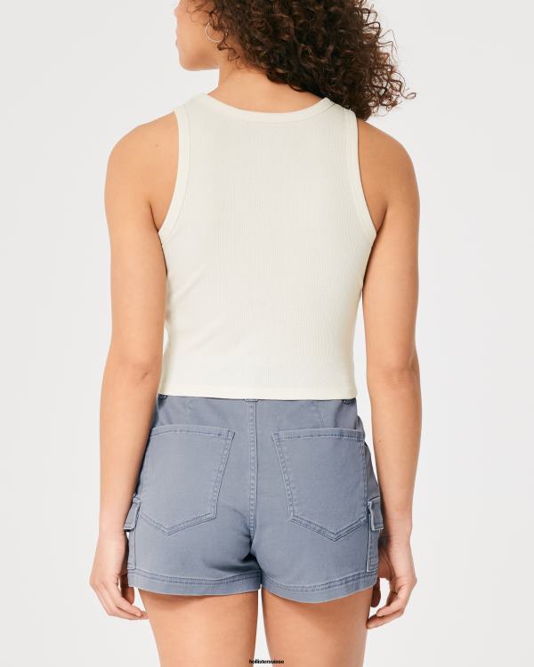 débardeur graphique côtelé à col montant femmes crème Hollister hauts RRRJX308