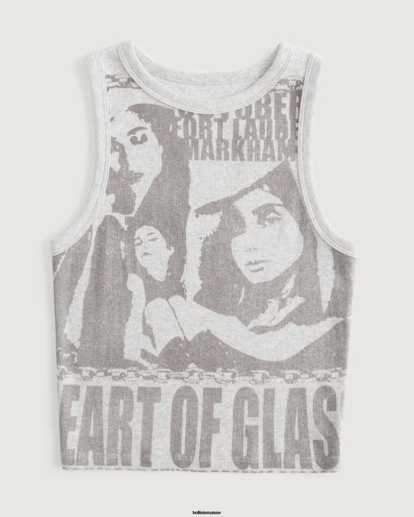 débardeur graphique cœur de verre à col montant femmes gris clair Hollister hauts RRRJX156