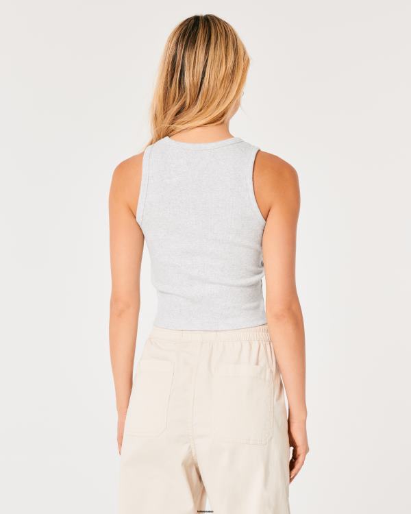 débardeur graphique cœur de verre à col montant femmes gris clair Hollister hauts RRRJX156