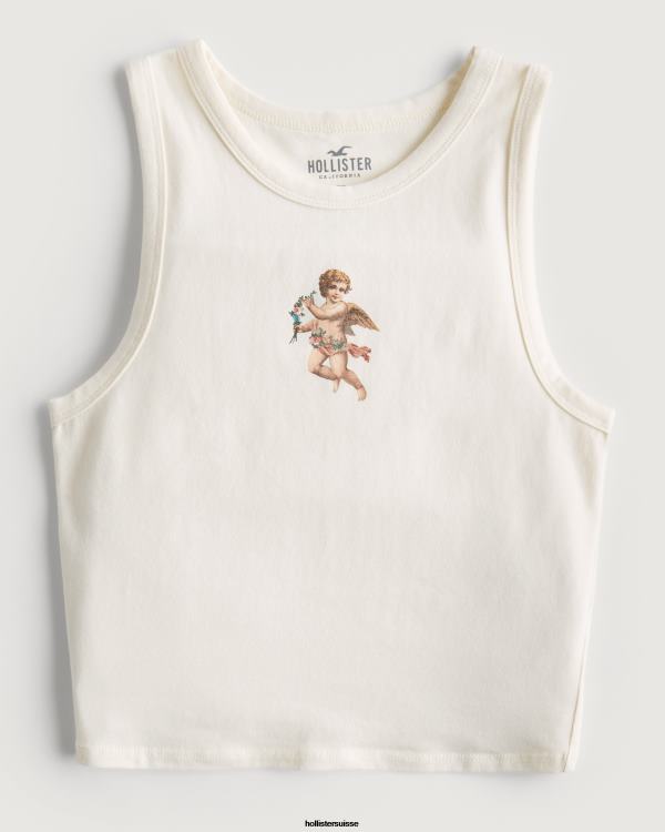 débardeur graphique à col montant femmes crème Hollister hauts RRRJX260