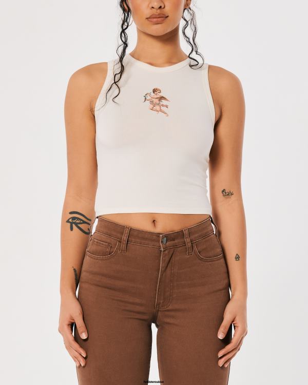 débardeur graphique à col montant femmes crème Hollister hauts RRRJX260
