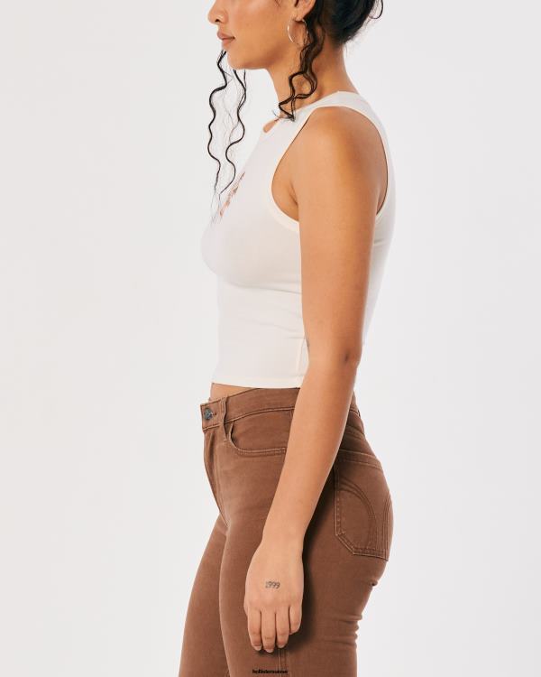 débardeur graphique à col montant femmes crème Hollister hauts RRRJX260