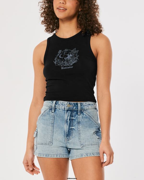 débardeur graphique à col montant femmes noir Hollister hauts RRRJX258