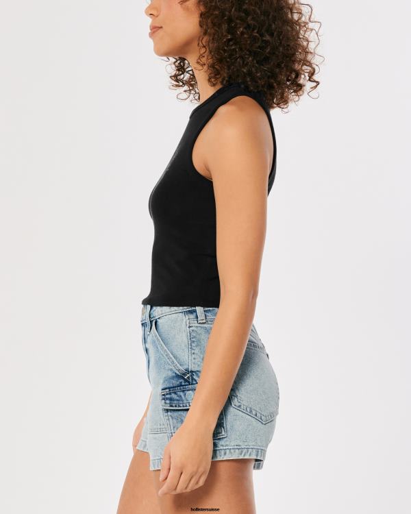 débardeur graphique à col montant femmes noir Hollister hauts RRRJX258