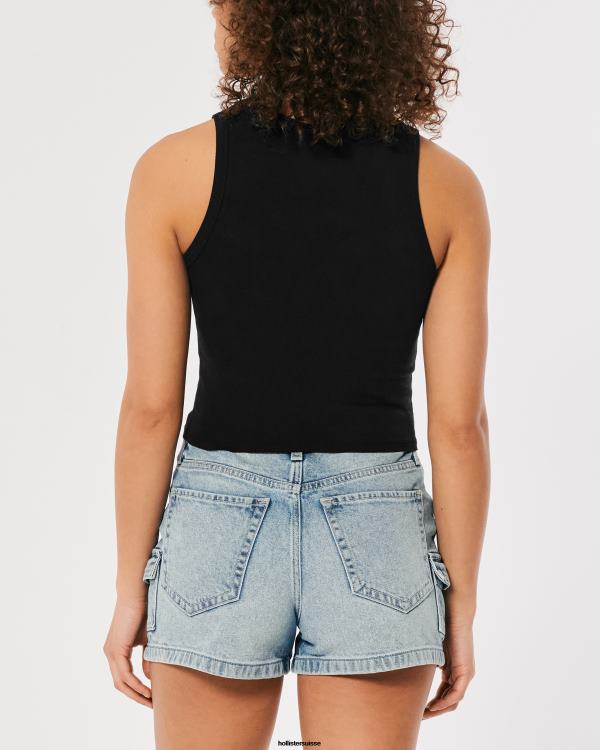 débardeur graphique à col montant femmes noir Hollister hauts RRRJX258